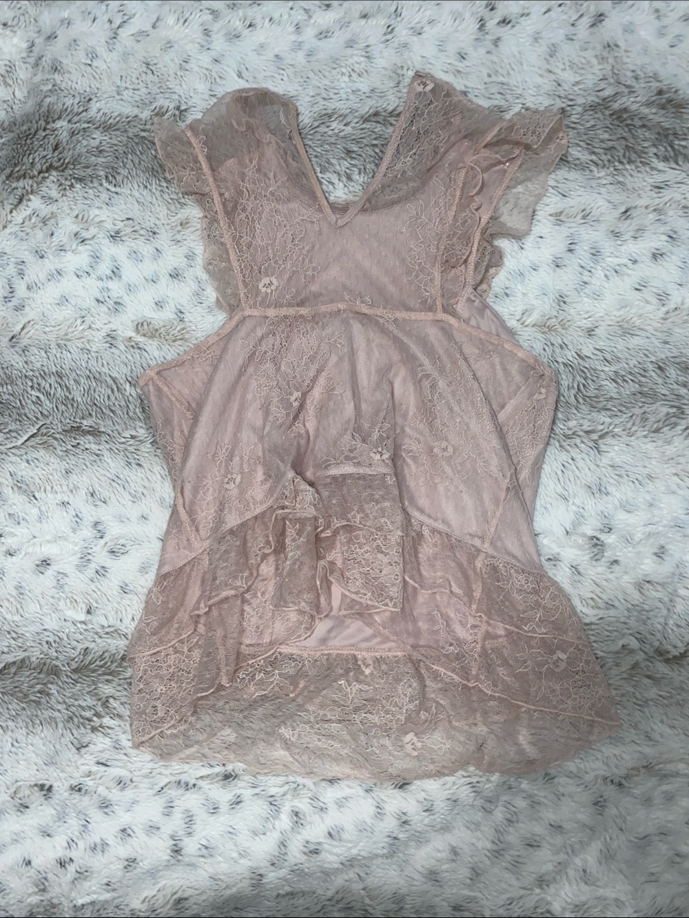 Express Lace Ruffle Tank - Blush - Picture 2 of 3